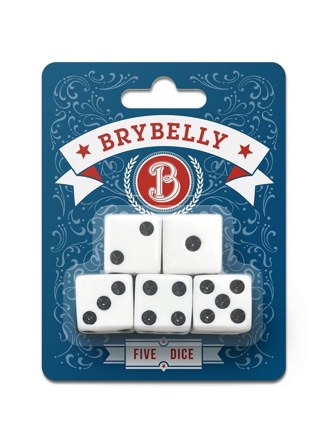 Brybelly - White Game Dice For Playing Board Games And Card Games, 5-Pack Set - 16Mm Regular Pipped Six-Sided Dice By Brybelly - Image 1