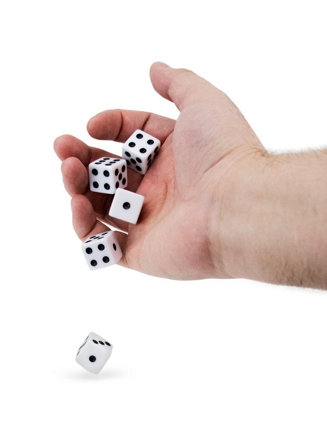 Brybelly - White Game Dice For Playing Board Games And Card Games, 5-Pack Set - 16Mm Regular Pipped Six-Sided Dice By Brybelly - Image 1