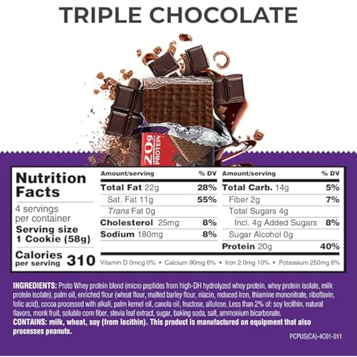 Power Crunch PRO Protein Wafer Bars, High Protein Snacks with Delicious Taste, Triple Chocolate, 2.0 Ounce (4 Count) - Image 2