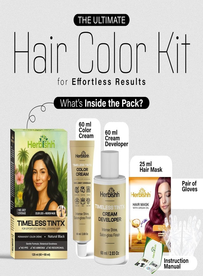 Herbishh Natural Black Timeless TintX (120 ml) | 100% Grey Coverage | Permanent Crème Hair Color for Women & Men | Free from PPD, Ammonia & Resorcinol - Image 3
