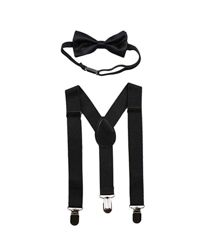 Sinen Baby Suspenders and Bow Tie Set Adjustable Kids Suspender Bowtie Sets for Boys and Girls-Black - Image 4