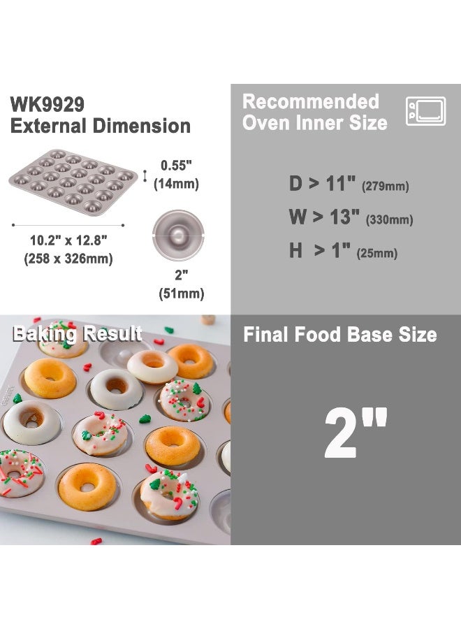 CHEFMADE Donut Mold Cake Pan, 20-Cavity Non-Stick Ring Doughnut Bakeware for Oven Baking - Image 2