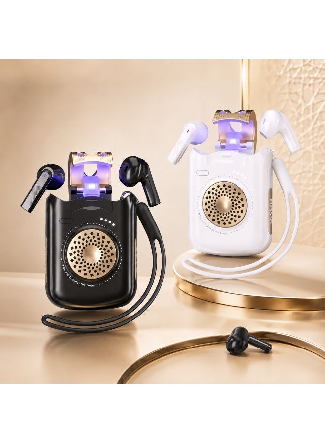 Bluetooth earbuds with speaker and charging case, wireless sports earbuds, touch controls, built-in microphone, Type-C charging. - Image 2