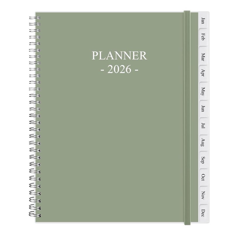 Getvow 2026 Planner - Planner 2026 from January 2026 - December 2026, Monthly and Weekly Calender with 12 Tabs, 8.5" x 11", Green - Image 1