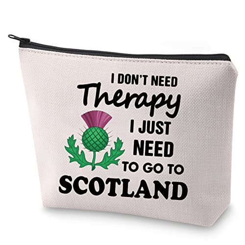 BLUPARK Scottish Gift Scottish Thistle Flower Makeup Bags I Don't Need Therapy Sasenach Lover Gifts (I Don’t Need Therapy) - Image 1