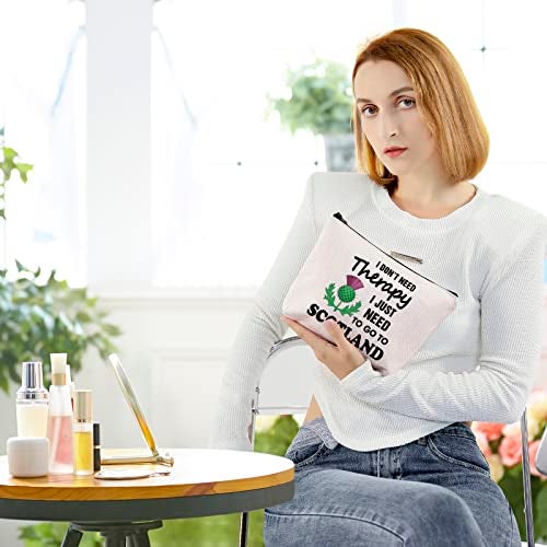 BLUPARK Scottish Gift Scottish Thistle Flower Makeup Bags I Don't Need Therapy Sasenach Lover Gifts (I Don’t Need Therapy) - Image 4