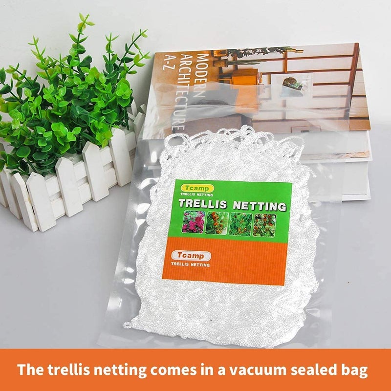 Tcamp Heavy-Duty Polyester Garden Trellis Netting Plant Climbing Net for Growing Vines Plants Vegetables Fruits Flowers, White Grow Tent (5Ft x15Ft, 3.5" Opening Mesh, 1 Pack) - Image 5
