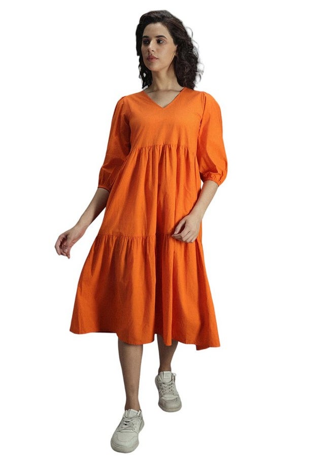 High Star Women's Cotton Pleated Maxi Casual Dress (HSWDRS23005_OR_Orange - pzsku/Z977D4CA2EC36336398F7Z/45/_/1736571136/02a01ae8-6b4d-45e6-aea9-7853dc8729c0