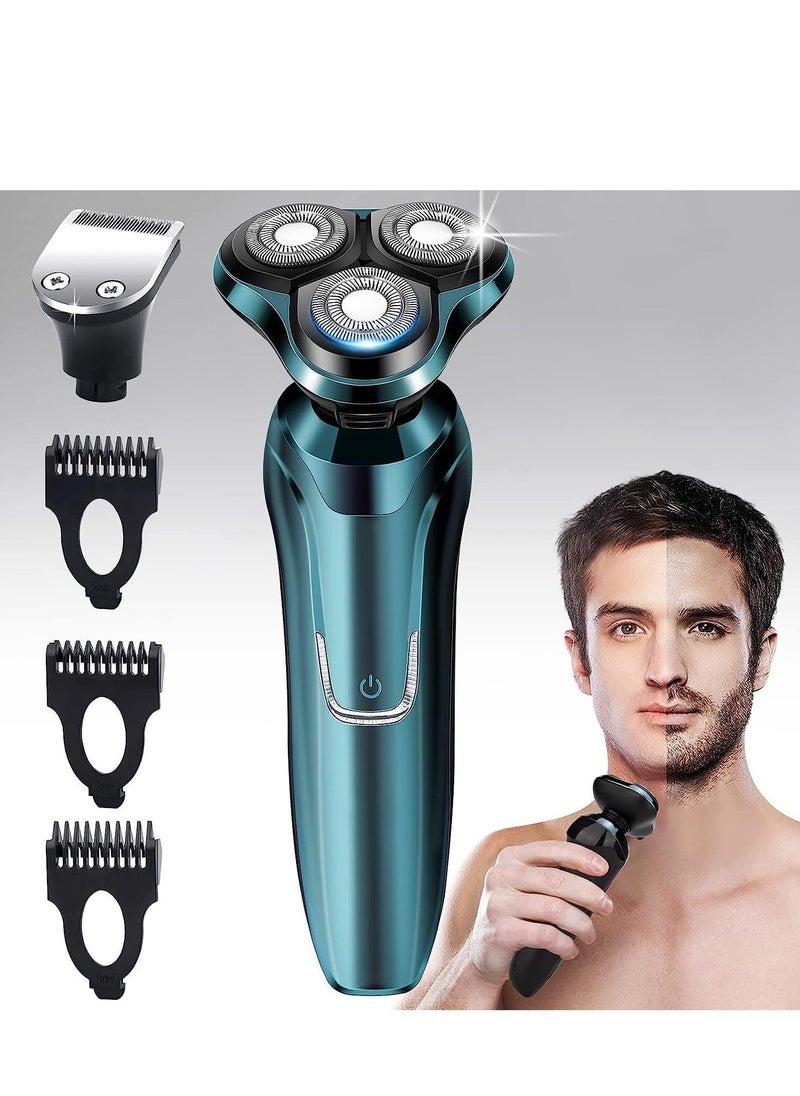 Generic - Electric Razor for Men Shavers for Men Electric Razor 4 in 1 Dry Wet Waterproof Rotary Men's Face Shaver Razors Cordless Face Shaver USB Rechargeable for Shaving Ideas Gift for Dad Husband - Image 1