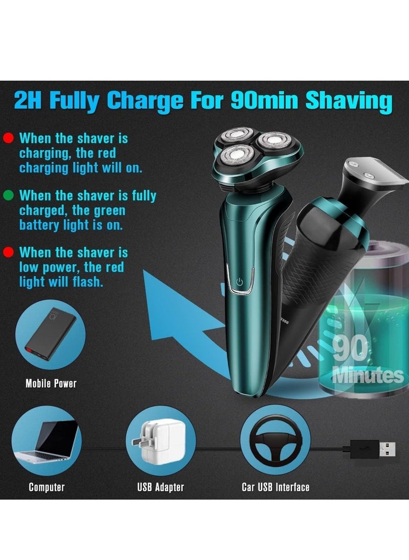 Generic - Electric Razor for Men Shavers for Men Electric Razor 4 in 1 Dry Wet Waterproof Rotary Men's Face Shaver Razors Cordless Face Shaver USB Rechargeable for Shaving Ideas Gift for Dad Husband - Image 1