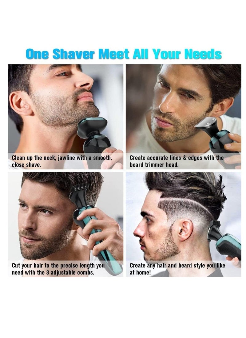 Generic - Electric Razor for Men Shavers for Men Electric Razor 4 in 1 Dry Wet Waterproof Rotary Men's Face Shaver Razors Cordless Face Shaver USB Rechargeable for Shaving Ideas Gift for Dad Husband - Image 1
