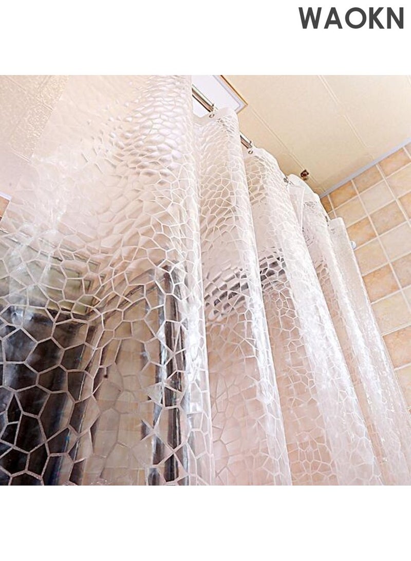 دبليو أيه أو كي أن ستارة دش مقاومة للماء لتقسيم الحمام، ستارة دش بتصميم عصري بسيط، ستارة دش سميكة مقاومة للماء والعفن، ستارة دش شفافة بنمط مكعب الماء، ستارة دش من مادة EVA، قوية ومتينة. - Image 5