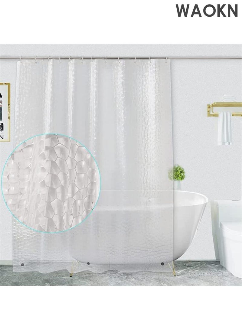 دبليو أيه أو كي أن ستارة دش مقاومة للماء لتقسيم الحمام، ستارة دش بتصميم عصري بسيط، ستارة دش سميكة مقاومة للماء والعفن، ستارة دش شفافة بنمط مكعب الماء، ستارة دش من مادة EVA، قوية ومتينة. - Image 2