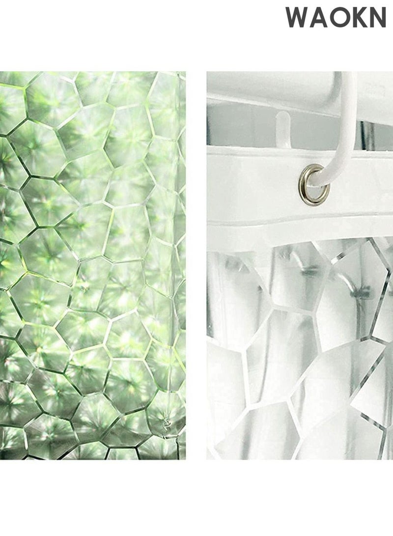 دبليو أيه أو كي أن ستارة دش مقاومة للماء لتقسيم الحمام، ستارة دش بتصميم عصري بسيط، ستارة دش سميكة مقاومة للماء والعفن، ستارة دش شفافة بنمط مكعب الماء، ستارة دش من مادة EVA، قوية ومتينة. - Image 4