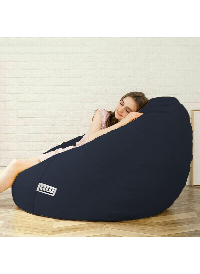 LEXAVI LEXAVI4XL Combo Bean Bag with FootRest Cover Without Beans Navy Faux Leather  - Image 3