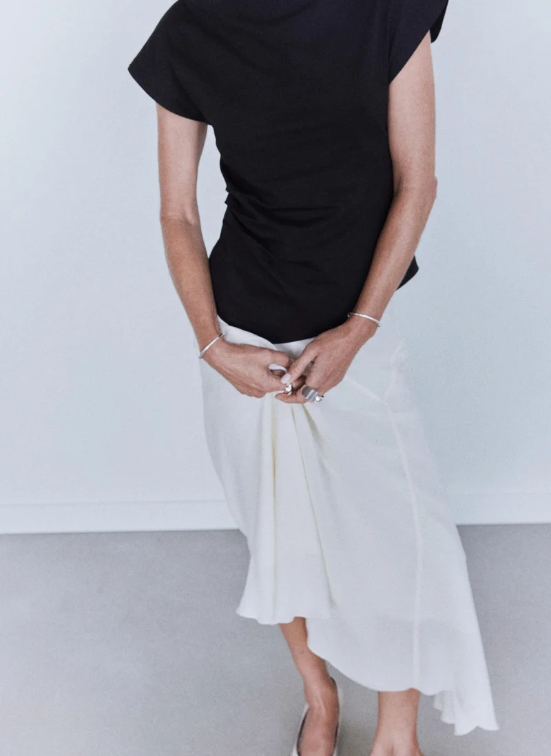 Mango Cotton T-Shirt With Asymmetrical Hem