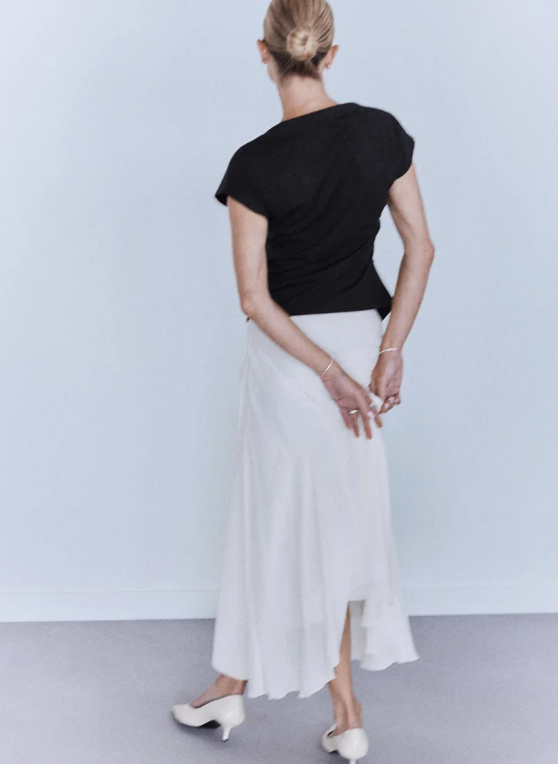 Mango Cotton T-Shirt With Asymmetrical Hem