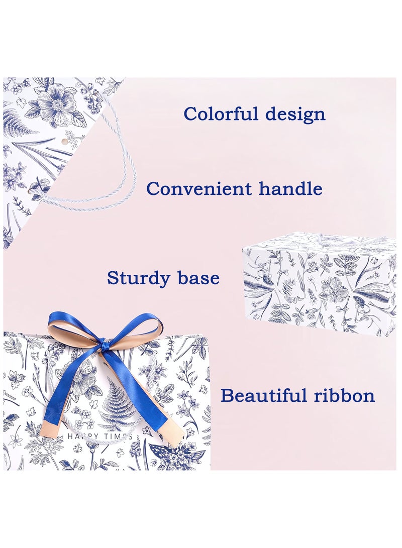 Gift Bags with Handles, 10-Piece Colorful Flower Pattern Gift Bags, Portable Paper Gift Bags with Bow for Ramadan, Birthday, Anniversary, Mother's Day, Wedding Party 25x12x20cm - Image 3