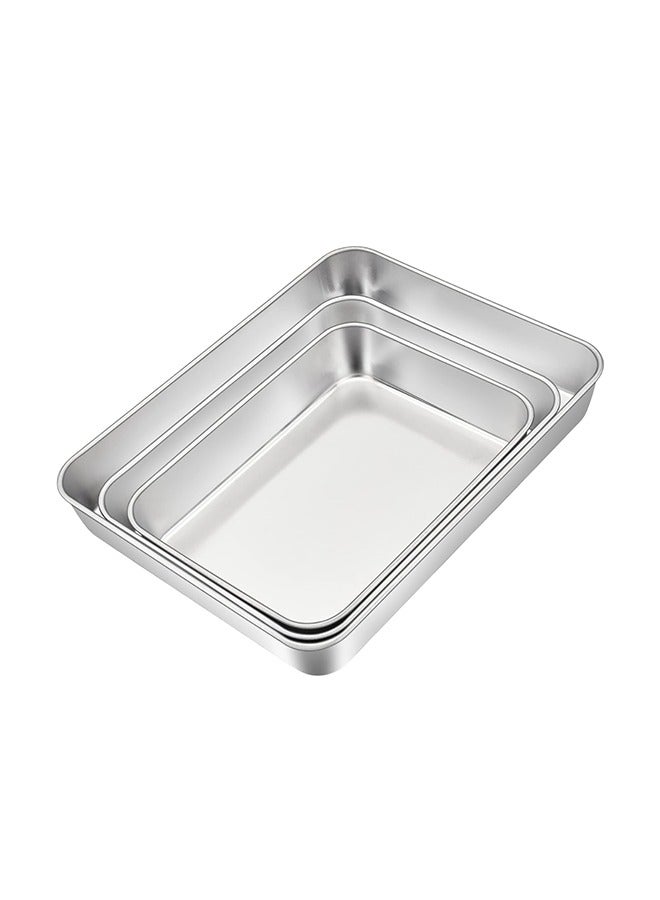 Majestic Premium Aluminium Baking Tray Set – 3-Piece Rectangular Roasting Pans, Sizes 26x17 cm, 31x23 cm, 36x29 cm – Durable, Food-Grade, Dishwasher & Oven Safe, Ideal for Cakes, Lasagna, Veggies & More  - Image 1