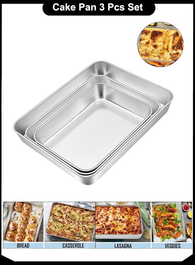 Majestic Premium Aluminium Baking Tray Set – 3-Piece Rectangular Roasting Pans, Sizes 26x17 cm, 31x23 cm, 36x29 cm – Durable, Food-Grade, Dishwasher & Oven Safe, Ideal for Cakes, Lasagna, Veggies & More  - Image 4