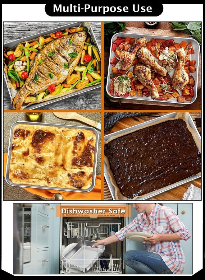 Majestic Premium Aluminium Baking Tray Set – 3-Piece Rectangular Roasting Pans, Sizes 26x17 cm, 31x23 cm, 36x29 cm – Durable, Food-Grade, Dishwasher & Oven Safe, Ideal for Cakes, Lasagna, Veggies & More  - Image 5