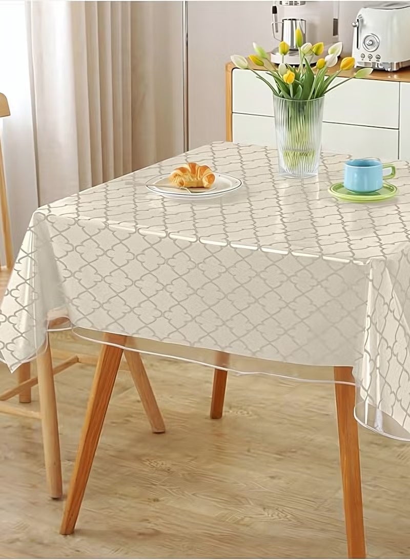 180 × 140 سم غطاء طاولة شفاف مضاد للماء والزيت من PVC، واقي طاولة بلاستيكي شفاف، مفرش طاولة مقاوم للخدش قابل للمسح، وسادة طاولة فينيل شفافة للطاولات الطعام/المطبخ/القهوة/المكتب، واقي طاولة سهل التنظيف مضاد للانسكاب للمنزل والفنادق - Image 4