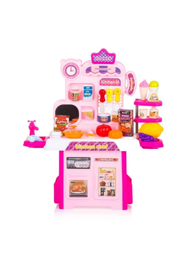 كيتشن مجموعة ألعاب المطبخ للأطفال، مجموعة ألعاب مطبخ تفاعلية للأطفال مع 53 قطعة من ألعاب المطبخ التظاهرية، وتأثيرات صوتية واقعية ووظائف محاكاة - Image 2