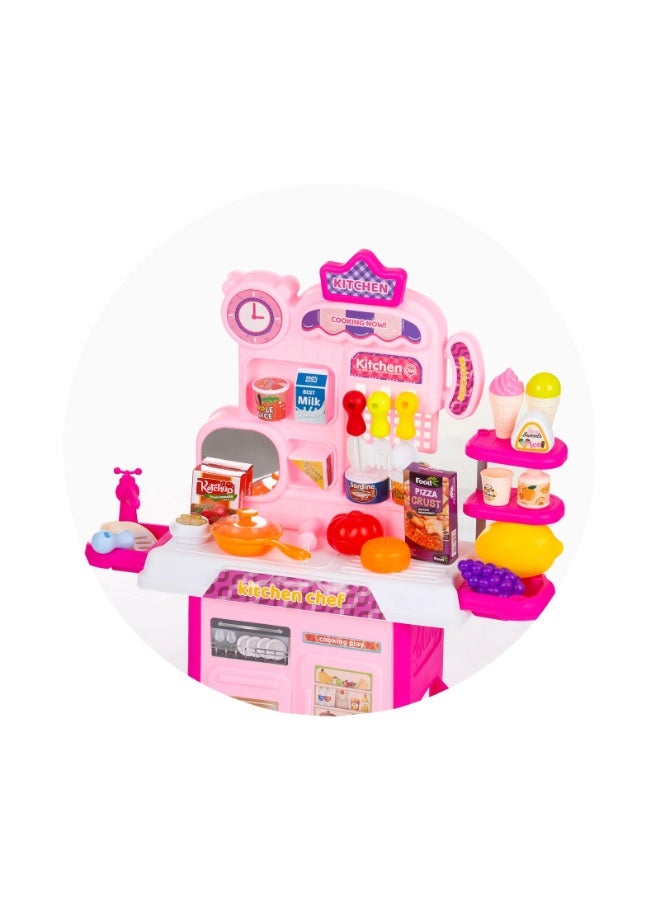 كيتشن مجموعة ألعاب المطبخ للأطفال، مجموعة ألعاب مطبخ تفاعلية للأطفال مع 53 قطعة من ألعاب المطبخ التظاهرية، وتأثيرات صوتية واقعية ووظائف محاكاة - Image 3