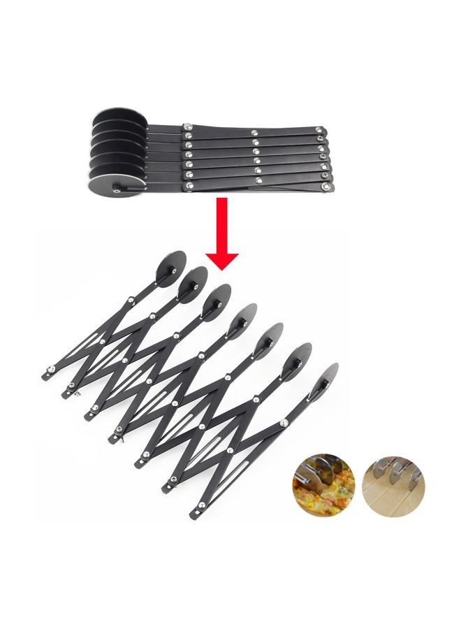 NIBEMINENT 7 Wheels Stainless Steel Adjustable Pizza Cutter Black 25.00x6.00x9.00centimeter - Image 4