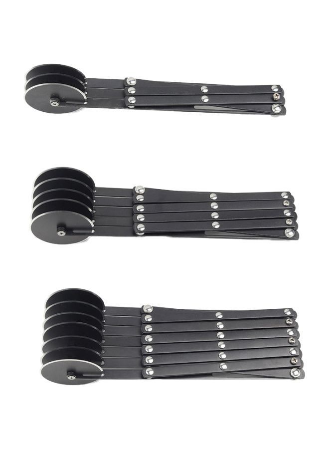 NIBEMINENT 7 Wheels Stainless Steel Adjustable Pizza Cutter Black 25.00x6.00x9.00centimeter - Image 1