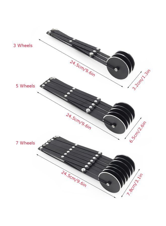 NIBEMINENT 7 Wheels Stainless Steel Adjustable Pizza Cutter Black 25.00x6.00x9.00centimeter - Image 5