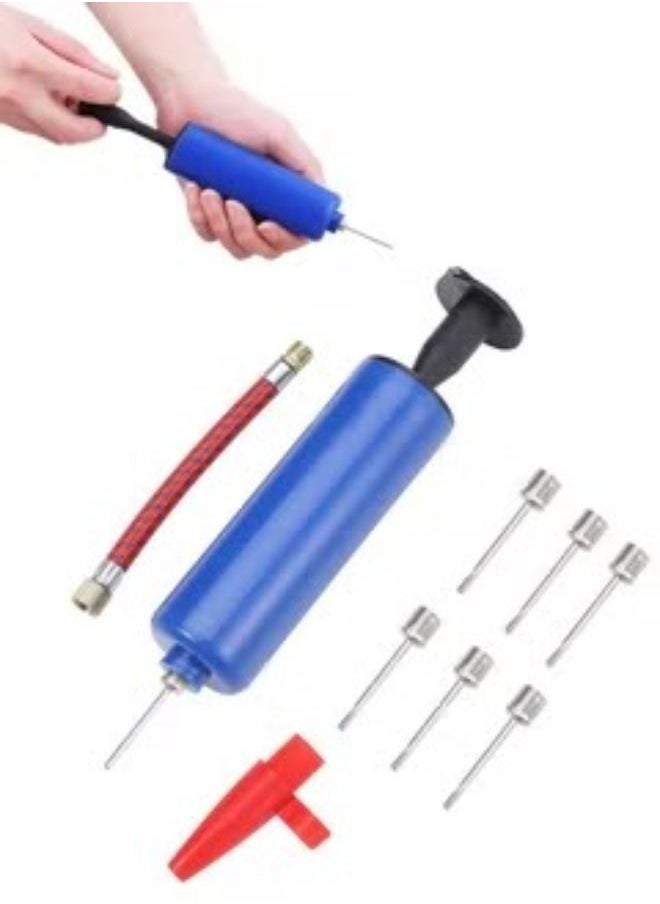 Generic Multipurpose Hand Air Pump for Yoga Balls For All Kind Of Sports Balls For Swim Inflatable For Inflatable Bed Sofa For Toys For Balloons and Much More 7 Pc Needles 1 Pc Valve Adapter and 1 Pc Air Hose  - Image 1