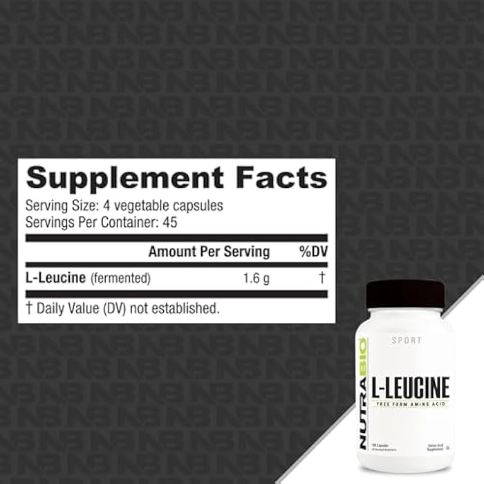 NutraBio L-Leucine Supplement - Optimal Amino Acid for Muscle Growth & Recovery - Naturally Fermented Free Form Leucine Amino Acids Supplement- Vegan, Non-GMO, Gluten Free - 400mg, 180 Capsules - Image 2