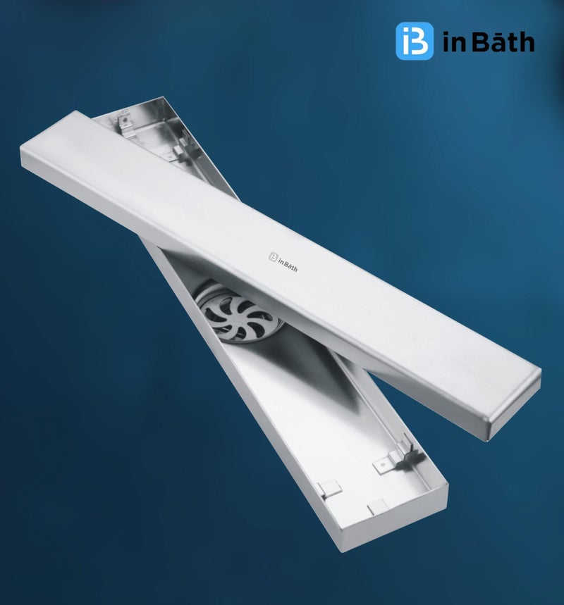 InBāth تصريف بلاط إن بات 24x4 بوصة لمصرف مياه أرضية الحمام / بلاط / رخام بدون طوق | ستانلس ستيل 304 | ثقب مركزي - Image 4