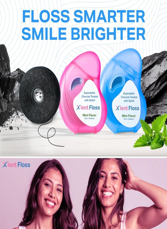 Xlent خيط تنظيف الأسنان إكسلنت القابل للتمدد - فحم نشط مع إكسيليتول - بنكهة النعناع - مجموعة بداية قابلة لإعادة التعبئة (موزع واحد + عبوتان لإعادة التعبئة، إجمالي 150 مترًا) - خالٍ من مركبات PFAS وPTFE - شمع نباتي - Image 5