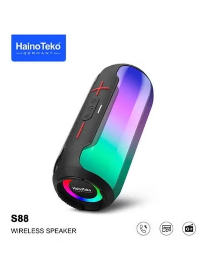 Haino Teko S88 Wireless Bluetooth Speaker – Portable Speaker with Full Body RGB Light Show, TWS Pairing, AUX-In, Card Slot, USB-C, FM Radio & Deep Bass Sound for Indoor & Outdoor Parties - Image 2