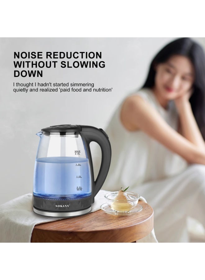 1500W Electric Kettle,2L Capacity,Quick Boiling, Lightweight Design, 360°Cordless Power Base, Auto Shut-Off, Boil-Dry Protection, Concealed Heating Plate - view 5