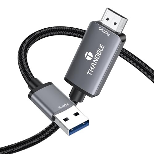 THANDBLE USB to HDMI Adapter Cable 6FT, 1080P 60Hz USB A 3.0 to HDMI Adapter for Monitor, TV, Projector, Compatible with Mac OS Windows 7/8/10/11 - Requires Driver Installation - Image 1