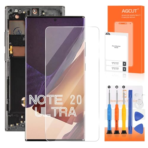 AGCUT OLED for Samsung Galaxy Note 20 Ultra Screen Replacement for Samsung Note 20 Ultra LCD Display SM-N985 SM-N986U LCD Digitizer Touch Assembly Black with Frame(Support Fingerprint)