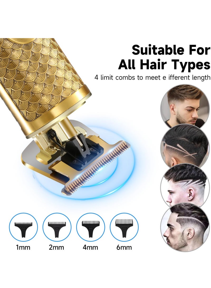 SYOSI Beard Trimmer Men, Professional Hair Clippers Shavers for Men, IPX6 Waterproof Cordless Barber Grooming Sets, Zero Gapped T Blade Hair Trimmer with LCD Display Gifts for Men - Image 5