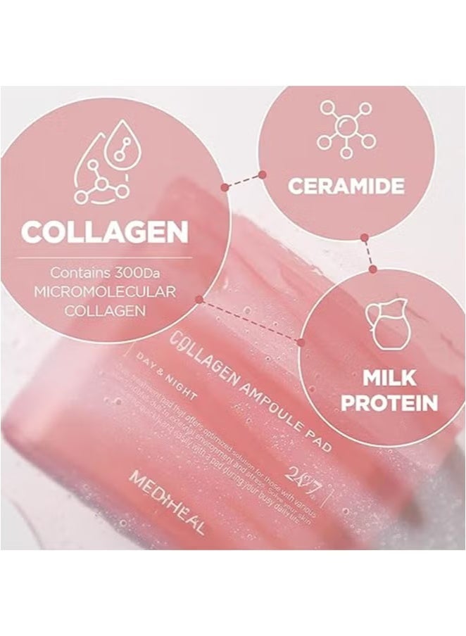 MEDIHEAL Collagen Ampoule Pad, Ceramide Skin Firming & Restore Elasticity, Square Cotton Facial Toner Pads, Anti-Aging Face Pads, Vegan Eco Silk Pads - 100 Pads - Image 3