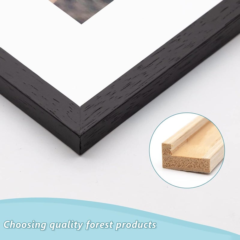 ATOBART مجموعة أطارات صور من ATOBART بأبعاد 11x14، مصنوعة من خشب أسود، تتكون من 4 أطارات، بأبعاد 8x10 مع وسادة أو 5x7 مع وسادتين، أو 11x14 بدون وسادة، مزودة بزجاج شفاف، مناسبة لعرض الصور، الملصقات، كهدايا لأعياد الميلاد أو عيد الميلاد، تتكون من 4 أطارات. - Image 5