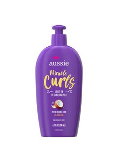 Aussie Miracle Curls With Coconut Oil, Paraben Free Detangling Milk Treatment, 6.7 Fl Oz  - Image 1