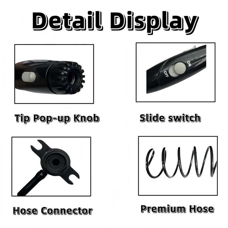 Yooreps Replacement Hose and Handle Parts Compatible with Waterpik Replacement Parts - Waterpik Water Flosser WP-100 WP-300 WP-660 WP-900 Series Oral Irrigator, Oral Hygiene Accessories(Slide Switch, Black) - Image 3
