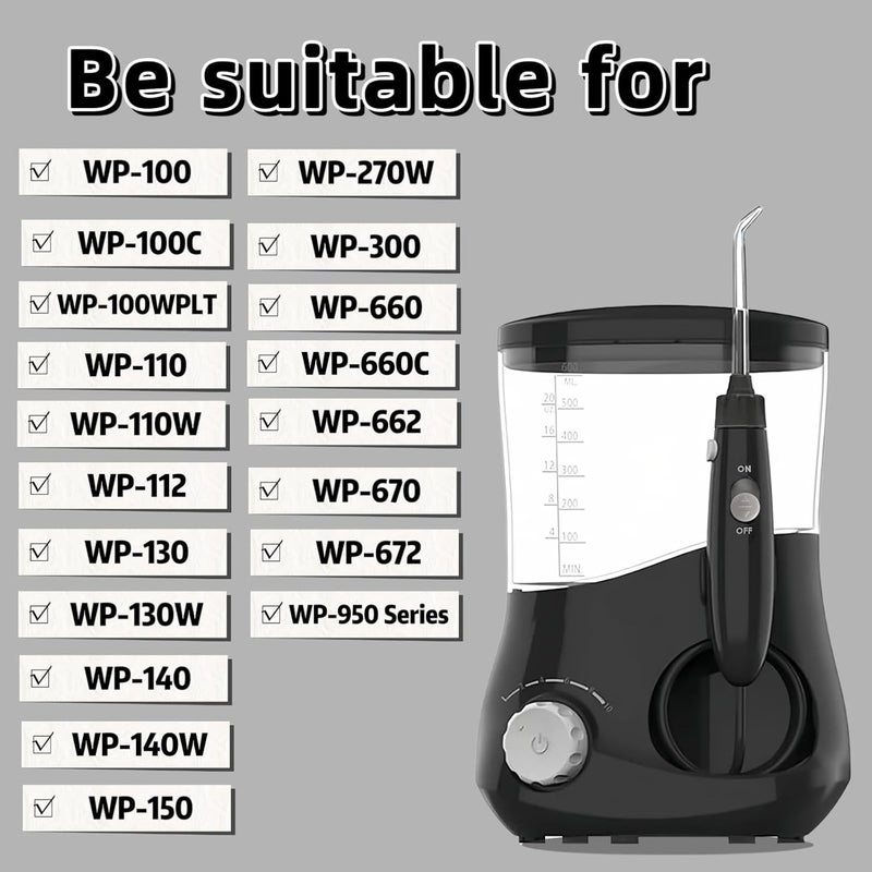Yooreps Replacement Hose and Handle Parts Compatible with Waterpik Replacement Parts - Waterpik Water Flosser WP-100 WP-300 WP-660 WP-900 Series Oral Irrigator, Oral Hygiene Accessories(Slide Switch, Black) - Image 2