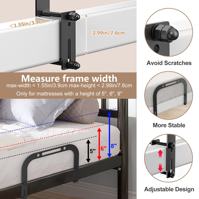 DELLAN Mattress Slide Stopper, DELLAN Non-Slip Gripper Retainer Bar, Mattress Holder for 1.5 "x 2.9" Bed Frame to Prevent Sliding (2 Pack) - Image 3