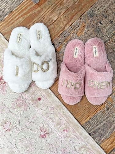 Dearfoams أحذية ديرفومز للنساء هدايا العروس ووصيفات العروس "أفعل" طاقم الأحذية لحفلات الزفاف وحفلات العزوبية، صغيرة - Image 4
