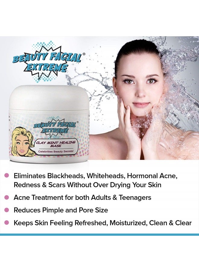 Acne Treatment Clay Mask- Clears Away Clogged Pores, Blackhead & Whitehead Pimples, Blemishes, Scars & Oily Skin for Face & Body. Ingredients Including Sulfur, Bentonite, Kaolin & Jojoba Oil.