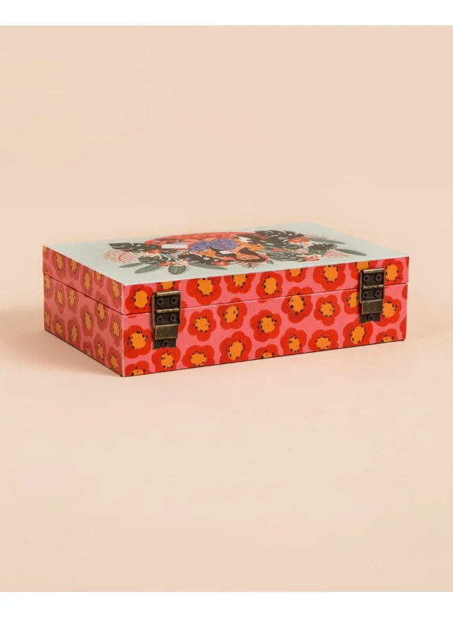 تشامباك Chumbak Live Slow Trinket Box ، MDF & Canvas ، احتفظ بتذكاراتك الثمينة في هذا الصندوق الساحر ، حيث يلتقي الترفيه بالتخزين - 1500 جرام