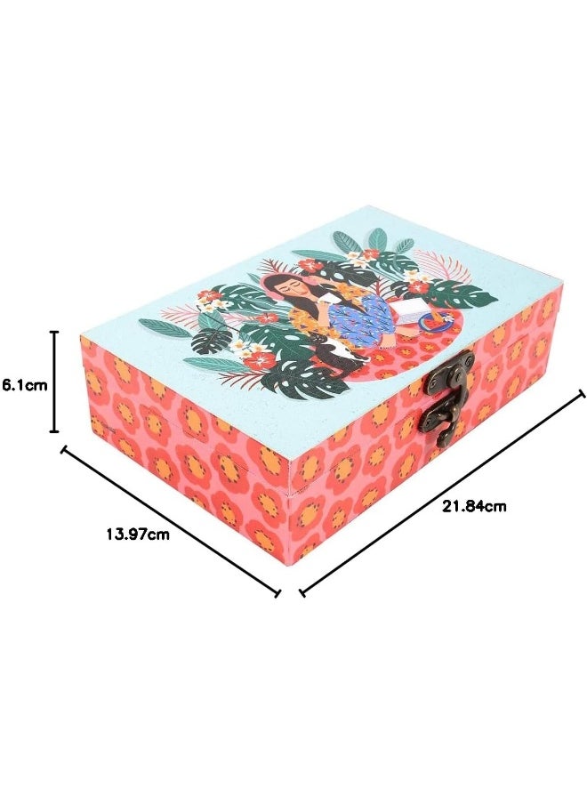 تشامباك Chumbak Live Slow Trinket Box ، MDF & Canvas ، احتفظ بتذكاراتك الثمينة في هذا الصندوق الساحر ، حيث يلتقي الترفيه بالتخزين - 1500 جرام  - Image 5